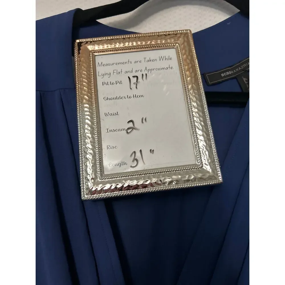 BCBGMAXAZRIA Blue Thalia Draped Romper One Piece Lightweight Pockets‎ Size Small